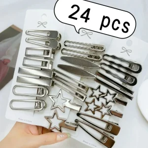 Y2K Silver Star Hair Clips